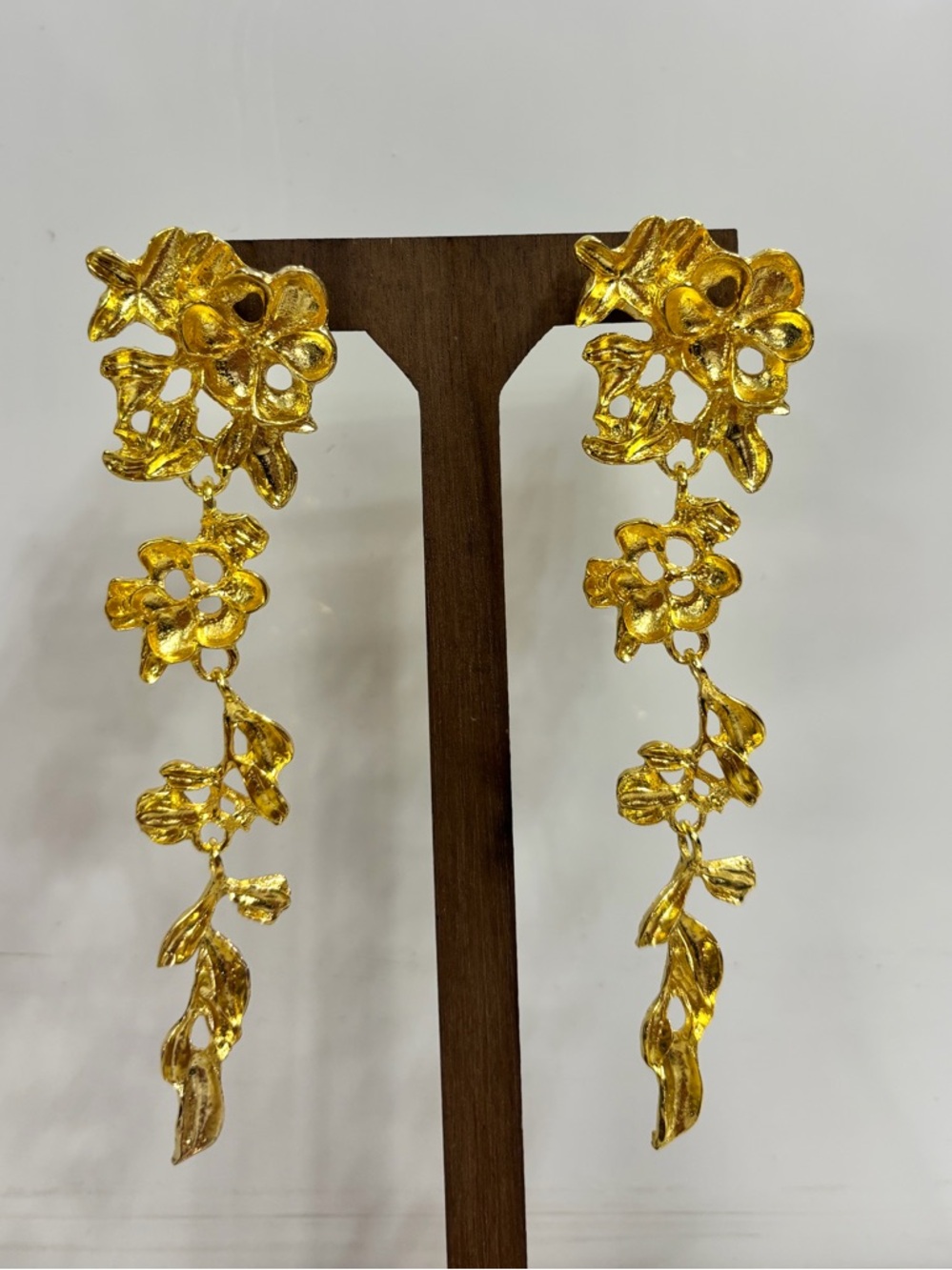 Zara Gold Floral Cascade Drop Earrings - Picture 4 of 5